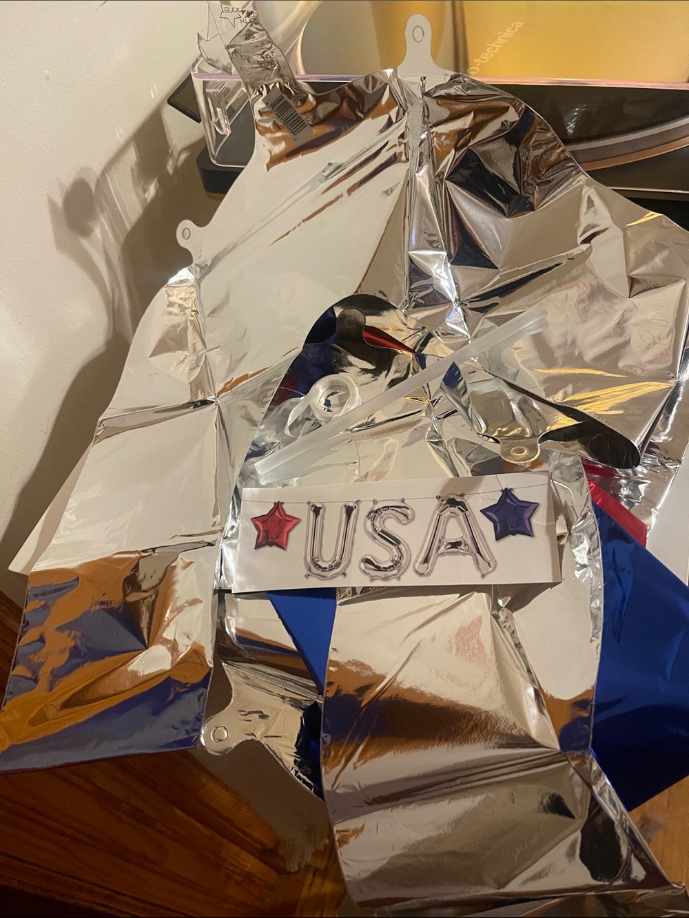 USA Letter Silver, Red, & Blue String Ballon Kit